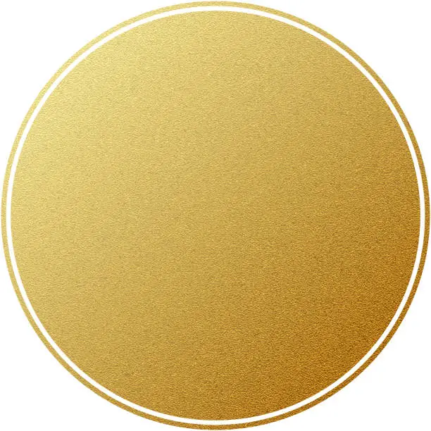 Vector illustration of Golden label round circle with glitter texture, isolated on white. EPS 10