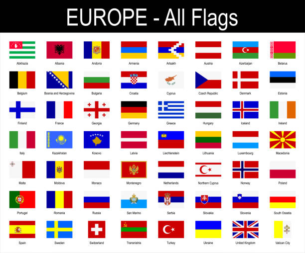 ilustraciones, imágenes clip art, dibujos animados e iconos de stock de todas banderas europeas - conjunto de iconos - vector ilustración - british flag vector uk national flag