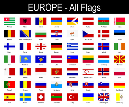 All European Flags - Icon Set - Vector Illustration