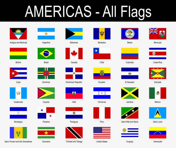 すべてアメリカのフラグ - アイコンを設定 - ベクトル図 - flag of antigua and barbuda点のイラスト素材／クリップアート素材／マンガ素材／アイコン素材