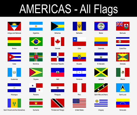 All Americas Flags - Icon Set - Vector Illustration