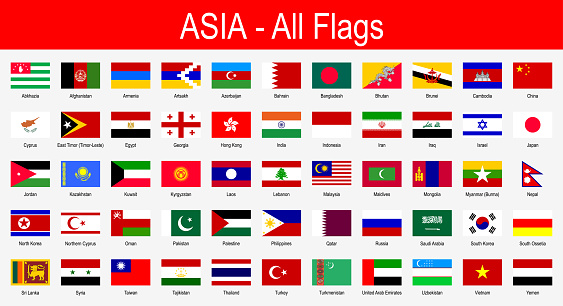 All Asian Flags - Icon Set - Vector Illustration