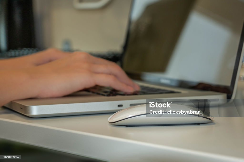 Typing Using Computer Typing On Laptop Computer Using Laptop Keyboard Stock Photo - Download ...