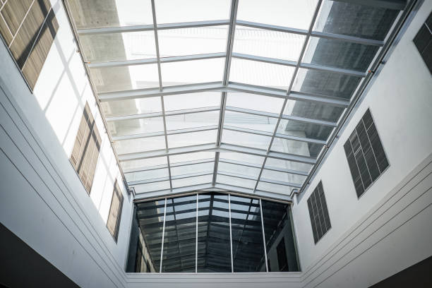 istock Glosses window roof, from inside the building. 1129084237