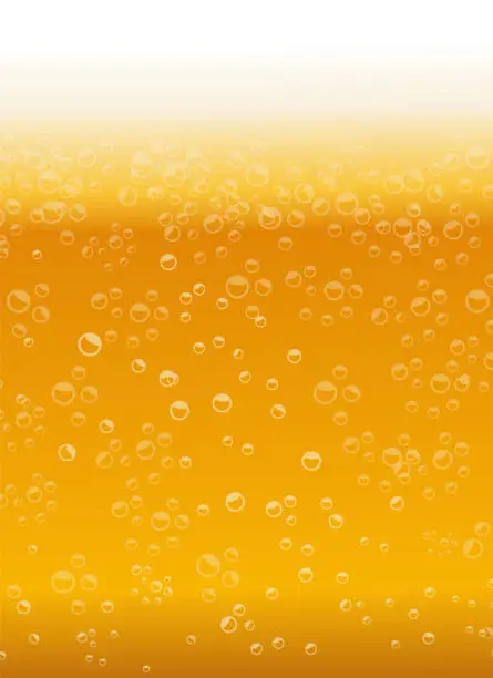 Vector illustration of Beer texture with bubbles and foam