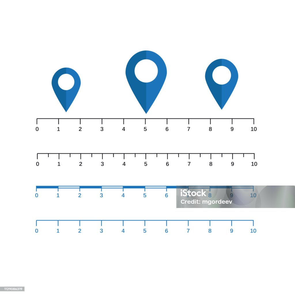 Physical Map. Distance Scale Map Scales Graphics For Measuring Distances Scale Measure Map Vector ...