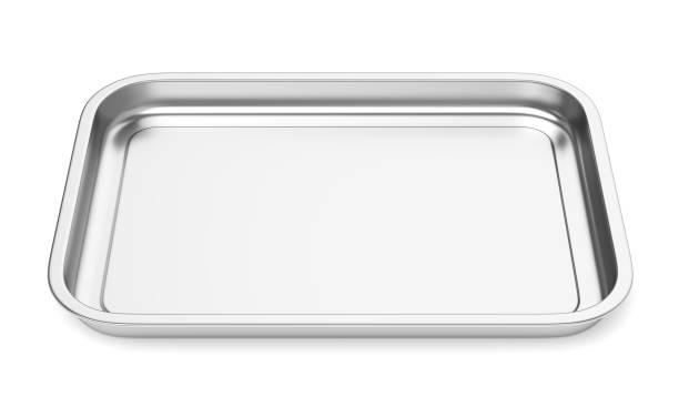 istock Steel baking or food tray isolated on white 1129086819