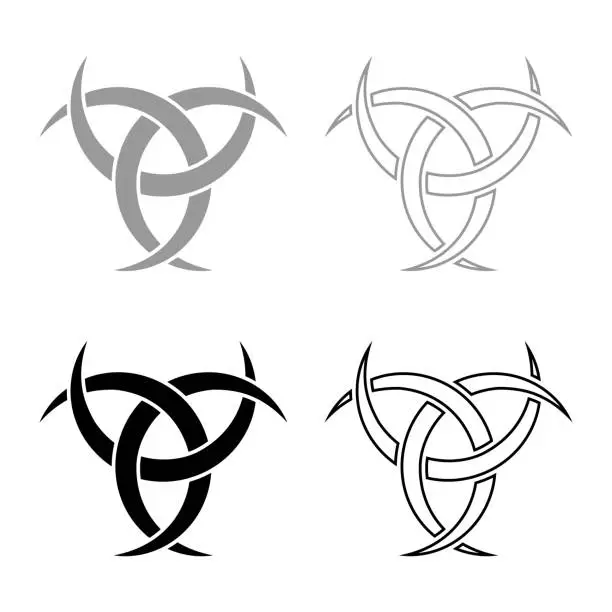 Vector illustration of Odin horn paganism symbol icon set grey black color illustration outline flat style simple image