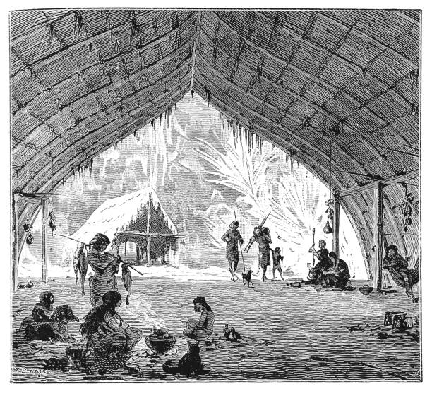 Hut of the Kiowa Indians in Brazil Illustration of a Hut of the Kiowa Indians in Brazil kiowa stock illustrations