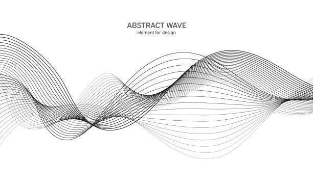 illustrazioni stock, clip art, cartoni animati e icone di tendenza di elemento onda astratto per il design. equalizzatore di tracce di frequenza digitale. sfondo artistico linea stilizzata. illustrazione vettoriale. onda con linee create utilizzando lo strumento di fusione. linea ondulata curva, striscia liscia. - lineup