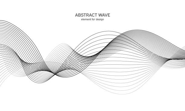Abstract wave element for design. Digital frequency track equalizer. Stylized line art background. Vector illustration. Wave with lines created using blend tool. Curved wavy line, smooth stripe. Digital frequency track equalizer. Stylized line art background. Vector illustration. Wave with lines created using blend tool. Curved wavy line, smooth stripe sound wave stock illustrations