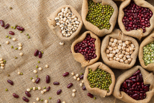 istock Dry legumes seed on linen fabric background 1129091574