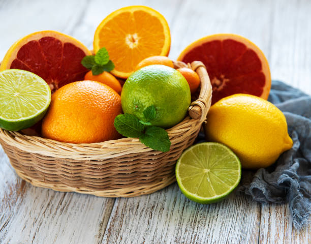 istock Basket with citrus fresh fruits 1129093192