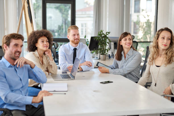 istock Business people having meeting at office. 1129093527