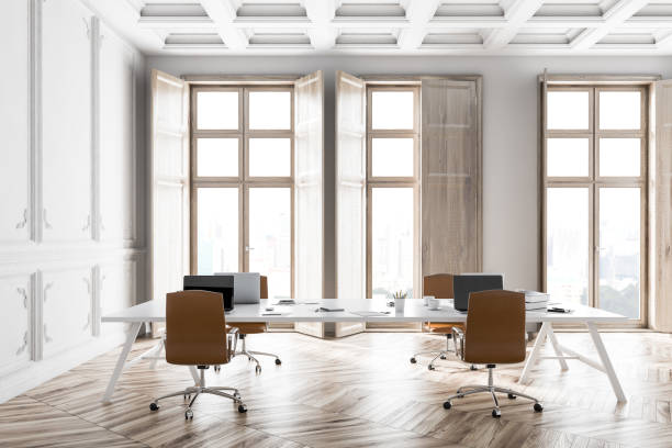 istock White and wooden luxury office 1129093593