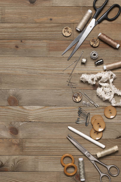 istock Set of sewing tools and accessories 1129096086
