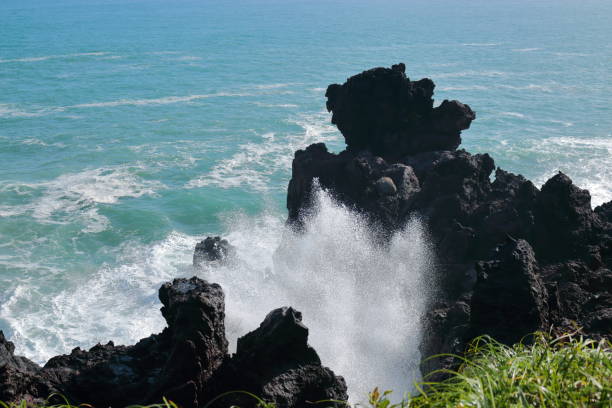 Cannon-dong main seungyeoli, waves, volcanic rock, dosing pillars, It is a landscape of taepod jusangsaeul and waves. 섬 stock pictures, royalty-free photos & images