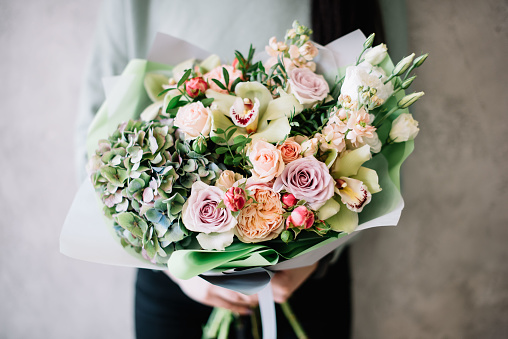 Soft Cream-Colored Roses with Baby's Breath & Greenery in West Palm Beach, Florida.