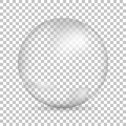 Water bubble with shadow on isolated background, vector illustration