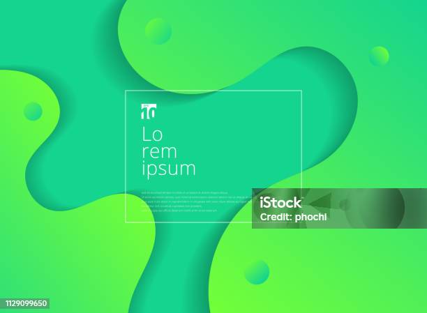 Abstract Wavy Geometric Dynamic 3d Green Background Trendy Gradient Fluid Shapes Composition Modern Concept Stock Illustration - Download Image Now