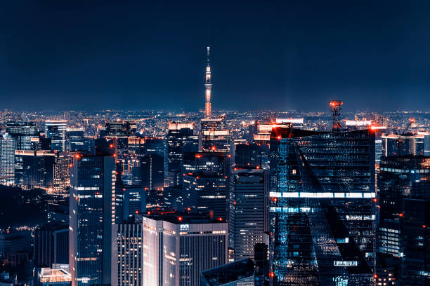 일본에서 도쿄 시 - tokyo prefecture night tokyo tower skyline 뉴스 사진 이미지