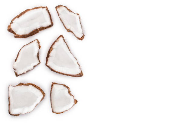 istock piece of coconut isolated on white background with copy space for your text. Top view. Flat lay 1129101263