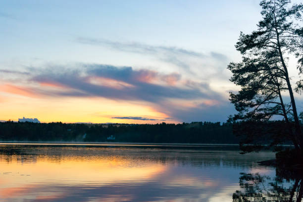 istock Sunset over a calm lake in Sweden during a summer evening 1129101590