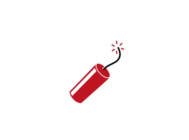 Vector illustration of Dynamite or Grenade a small bomb Red and burning for logo