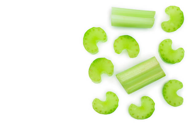 istock fresh celery isolated on white background with copy space for your text.Top view. Flat lay 1129103159
