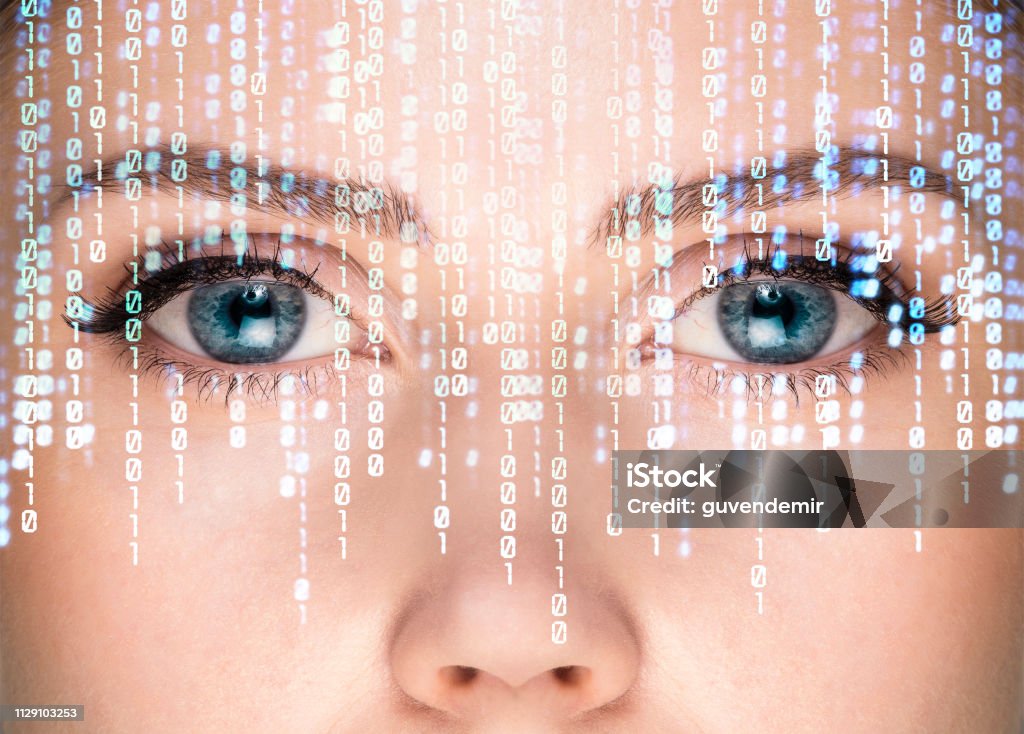 Cyborg face Artificial Intelligence Stock Photo
