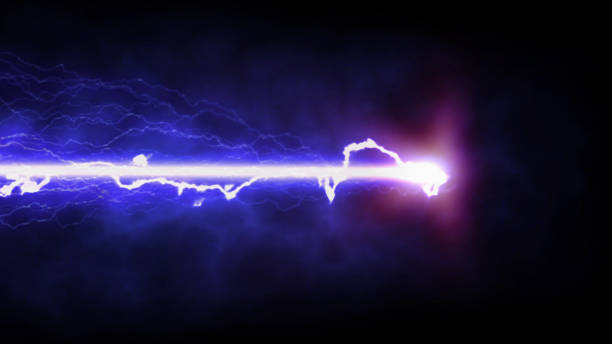 istock Purple lightning on a black background 1129104158