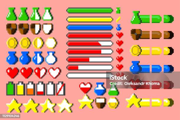 8 Bit Represent Big Set Of 8bit Elements Stock Illustration - Download Image Now ...