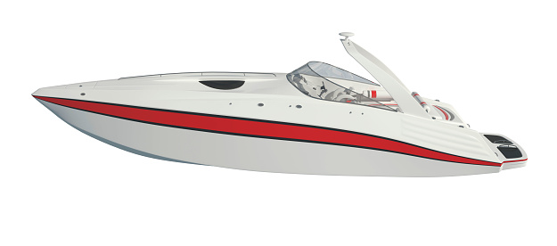 3D illustration powerboat Isolated on white background