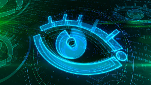 istock Digital surveillance concept with spying eye symbol 1129106301