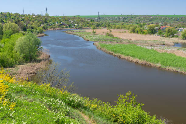 istock Spring landscape with Sura riverside 1129107995
