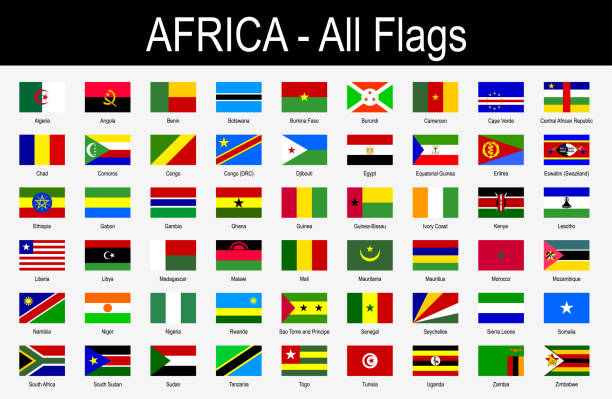illustrazioni stock, clip art, cartoni animati e icone di tendenza di tutte le bandiere africane - set di icone - illustrazione vettoriale - congolese flag