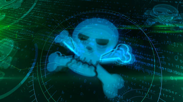 istock Cyber attack concept with skull sign 1129110638