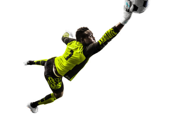 istock One soccer player goalkeeper man catching ball 1129112072