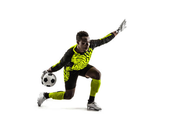 istock one soccer player goalkeeper man throwing ball 1129112117