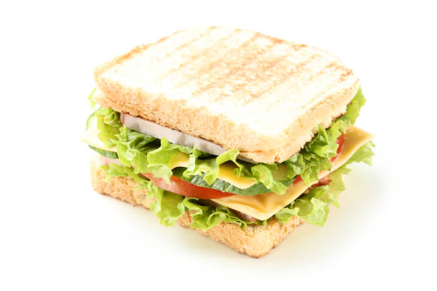 istock Tasty sandwich isolated on white background 1129112373