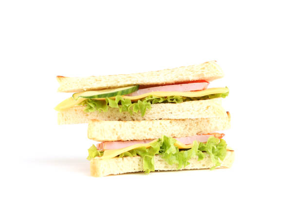 istock Tasty sandwiches isolated on white background 1129112392