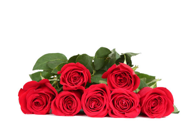 istock Bouquet of red roses isolated on white background 1129114217
