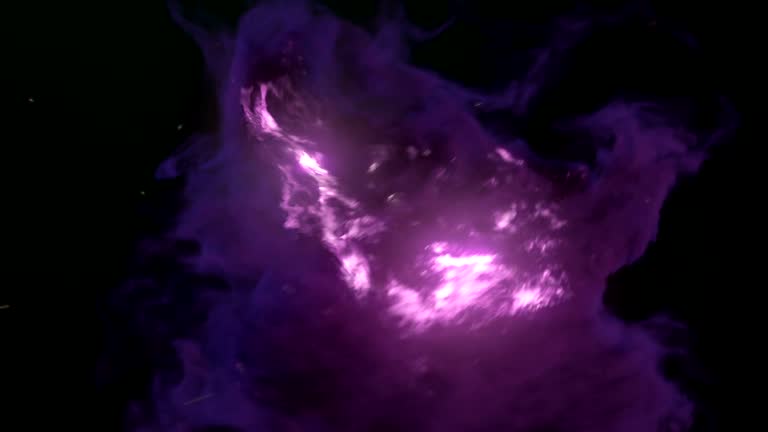 Computer generated vortex like magic explosion with glowing sparks and dark smoke. 3d rendering. 4K, Ultra HD resolution.