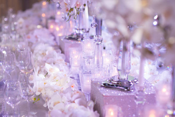 istock Beautiful flowers on table in wedding day 1129117803
