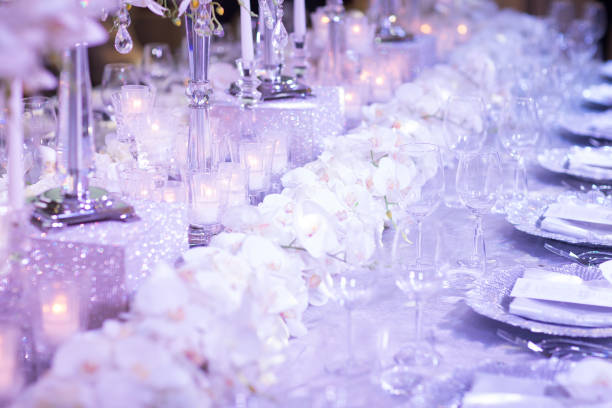 istock Beautiful flowers on table in wedding day 1129117815