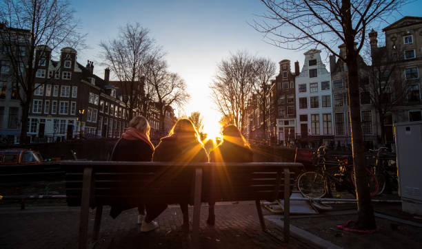 Sunset in Amsterdam stock photo
