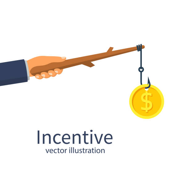 ilustraciones, imágenes clip art, dibujos animados e iconos de stock de concepto de incentivos. metáfora del negocio - performance perks incentive coin