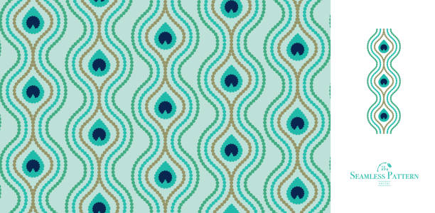 Peacock feather seamless pattern. Vector Illustration, great for background and wallpaper. peacock feather fan stock illustrations