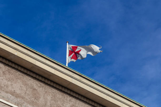 istock Flagpole on Freemasons' Hall in Copenhagen, Denmark 1129132635