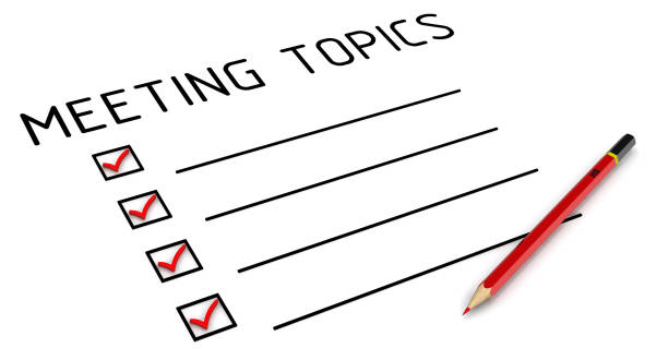 Meeting topics and check marks stock photo